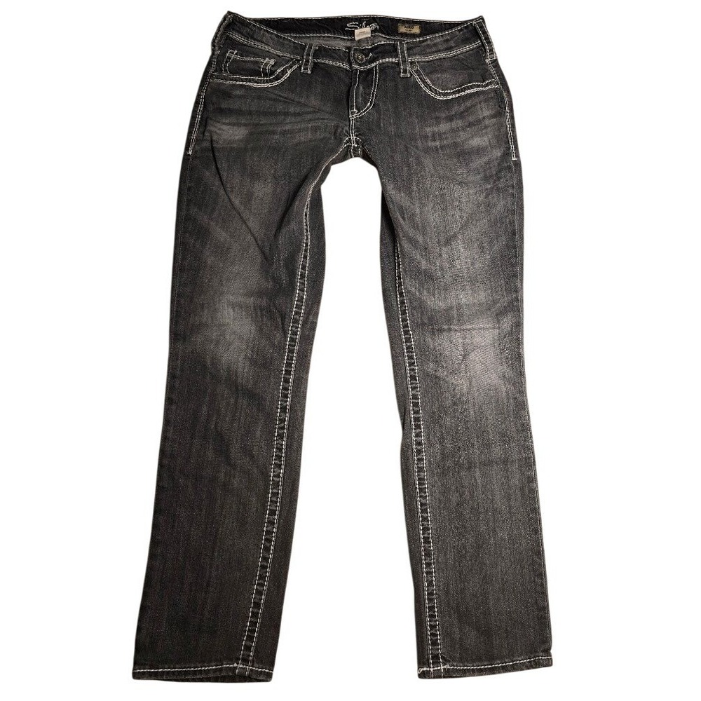 Silver Jeans Aiko Womens Western cowgirl 33x31 Dark faded whiskered denim  938